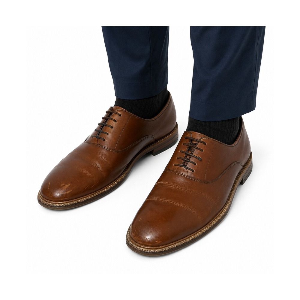 Aston Grey Dress Shoes Mens 10 Oxford Brown Leather Round Toe Lace‎ Up Casual